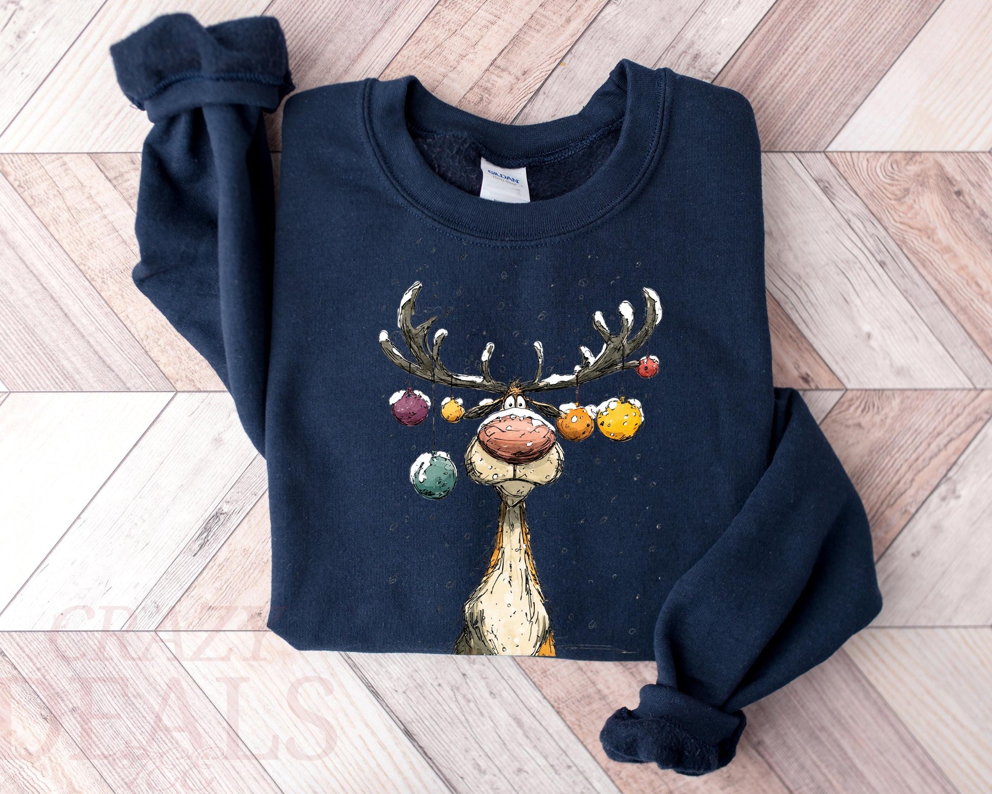 Vintage Reindeer Sweatshirt, Cute Christmas Sweatshirt, Retro Reindeer Sweatshirt, Merry Christmas Sweatshirt, Christmas Reindeer Sweatshirt