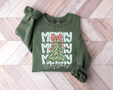 Christmas Tree Bow Shirt, Christmas Sweatshirt For Women, Christmas Tree Tshirt, Christmas Coquette Shirt, Funny Christmas Gifts