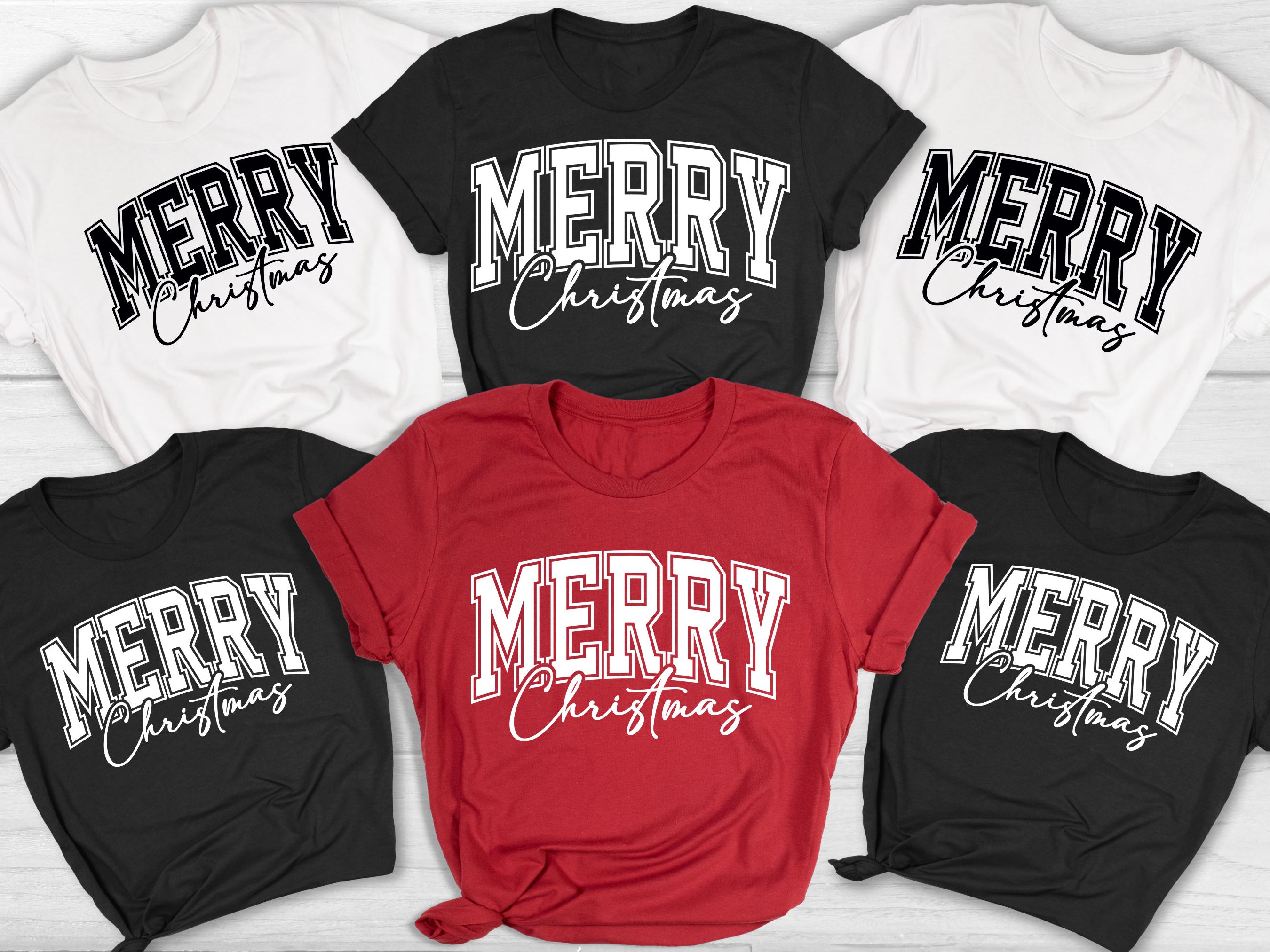Merry Christmas Family Matching Shirts, Red Christmas Tees for Mom Dad Baby, Holiday Outfit, Cute Family Christmas T-Shirt Set