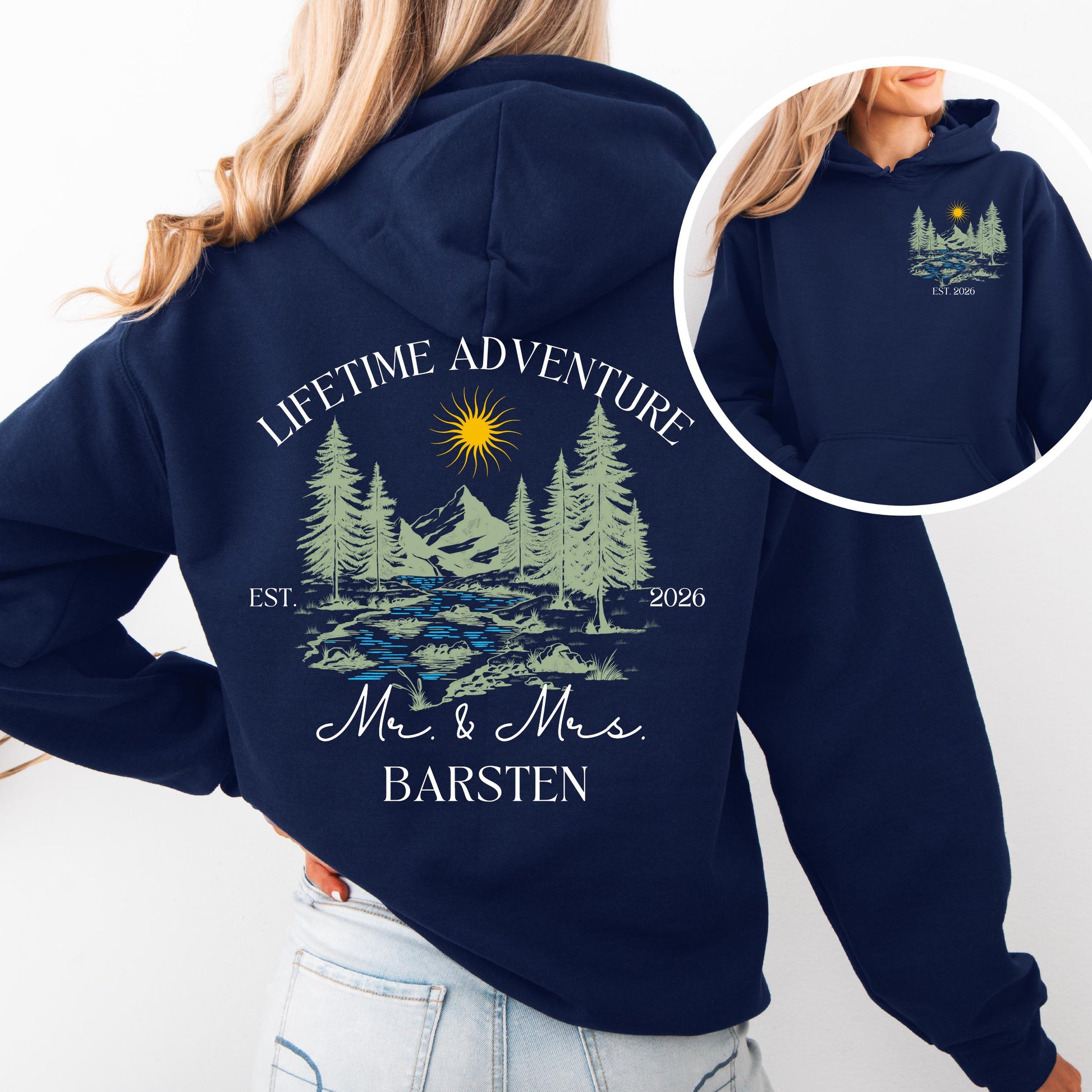 Newly Married Couple Hoodie | Personalized Mr & Mrs Sweatshirt, Honeymoon Adventure