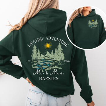 Newly Married Couple Hoodie | Personalized Mr & Mrs Sweatshirt, Honeymoon Adventure