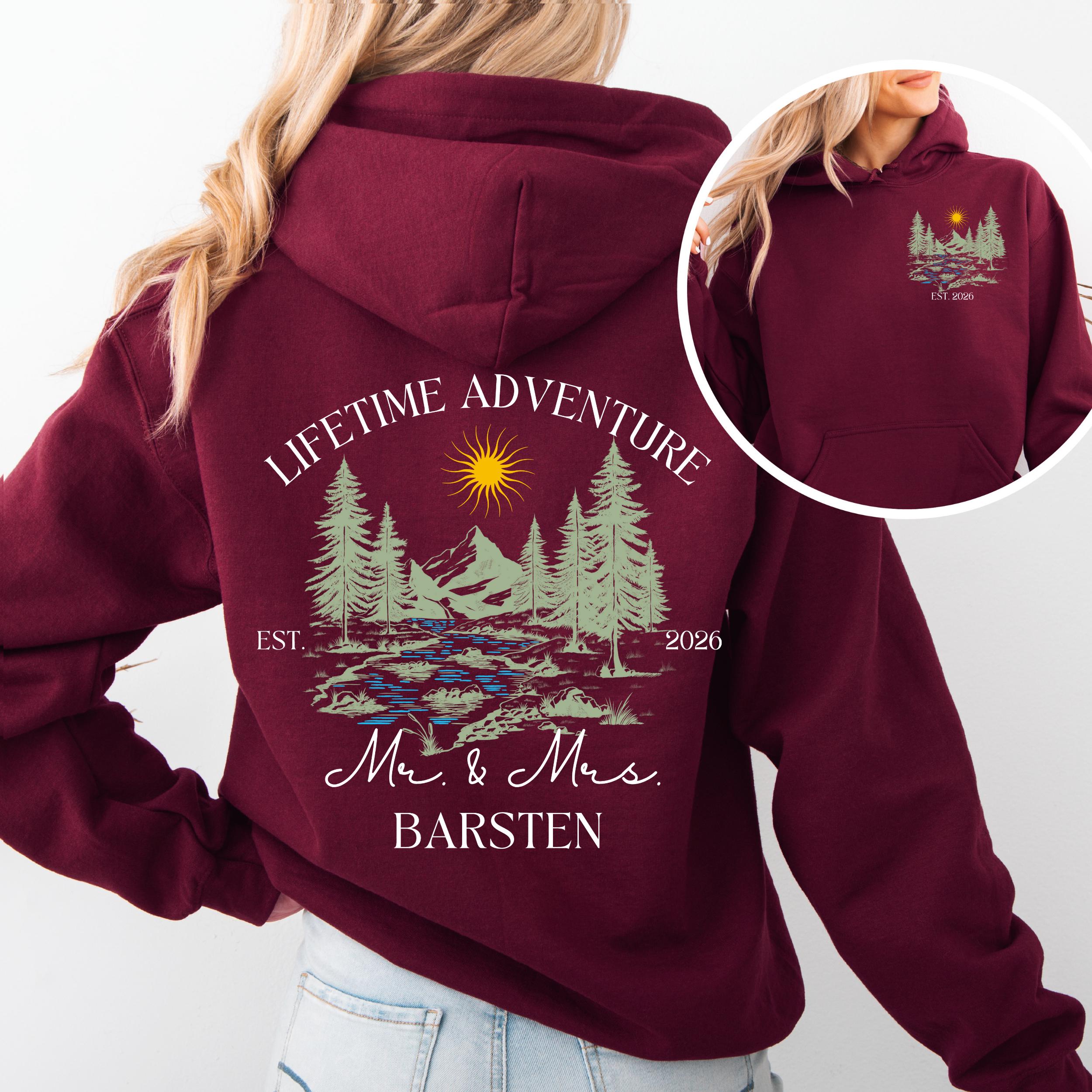 Newly Married Couple Hoodie | Personalized Mr & Mrs Sweatshirt, Honeymoon Adventure