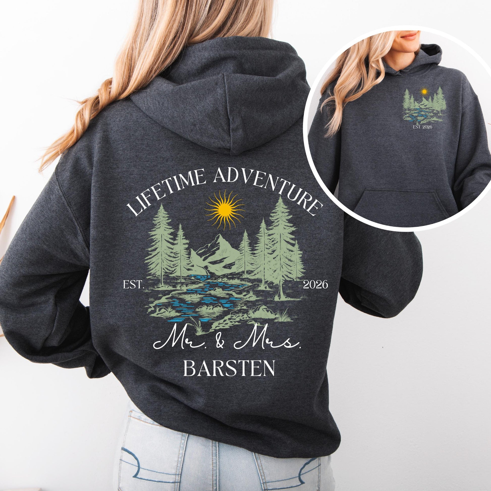 Newly Married Couple Hoodie | Personalized Mr & Mrs Sweatshirt, Honeymoon Adventure