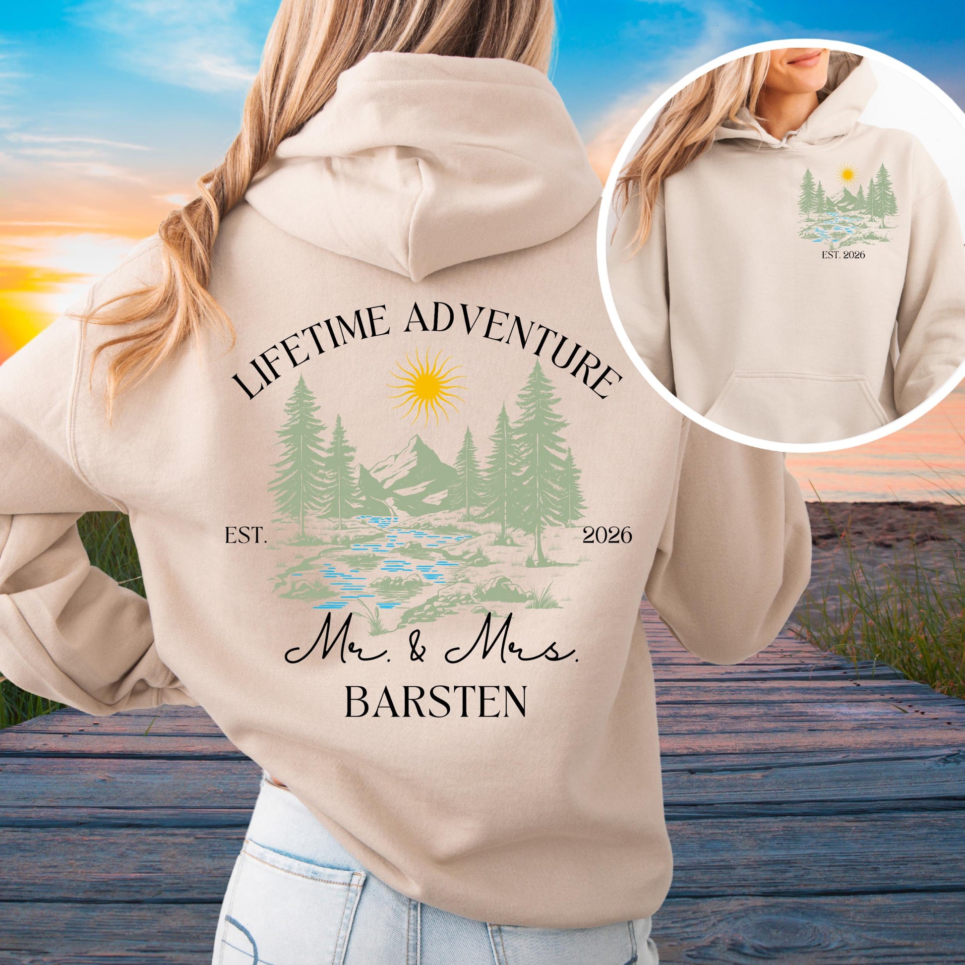 Newly Married Couple Hoodie | Personalized Mr & Mrs Sweatshirt, Honeymoon Adventure
