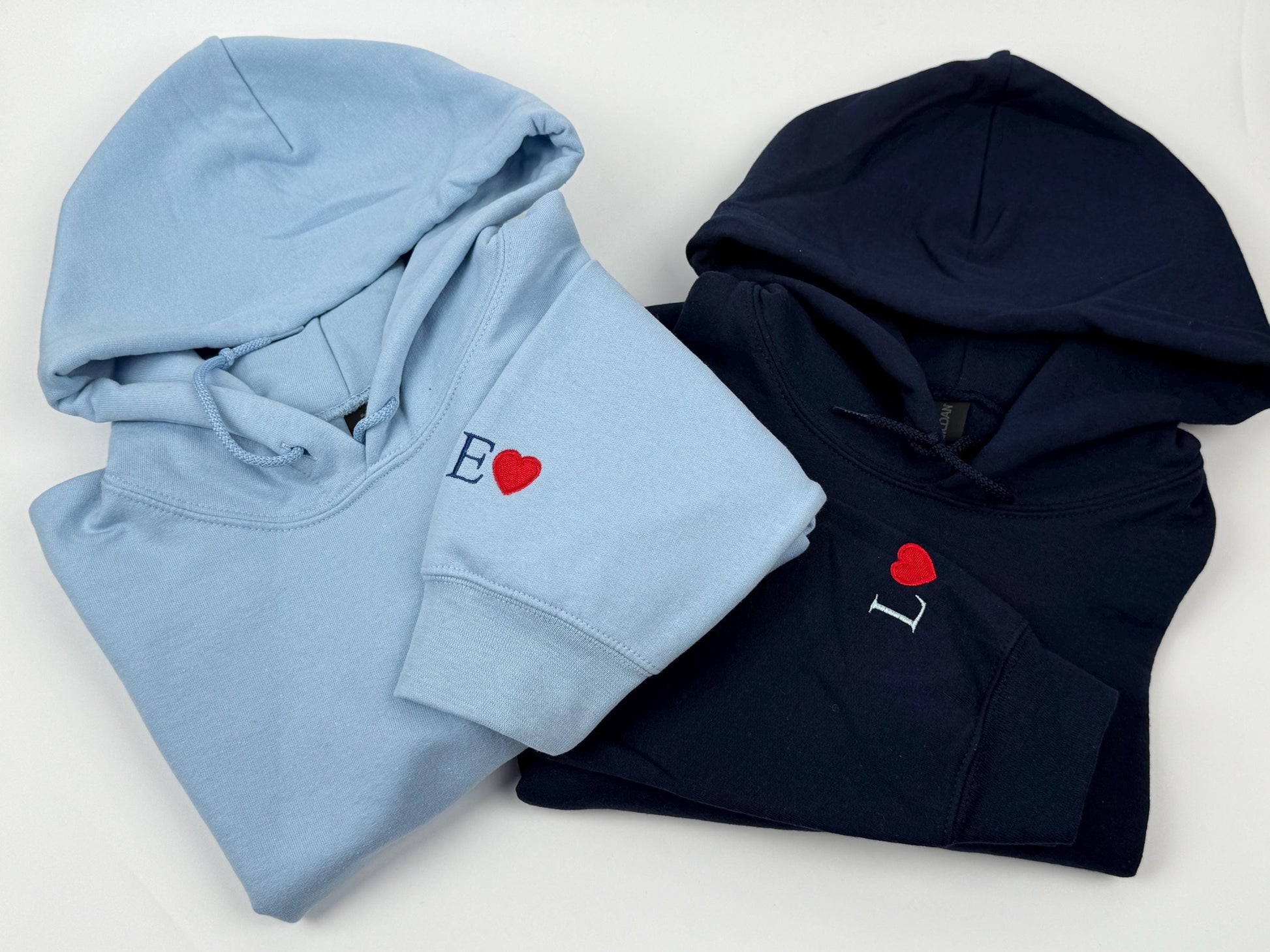 Custom Embroidered Initial Heart Couple Hoodie | Valentine's Gift