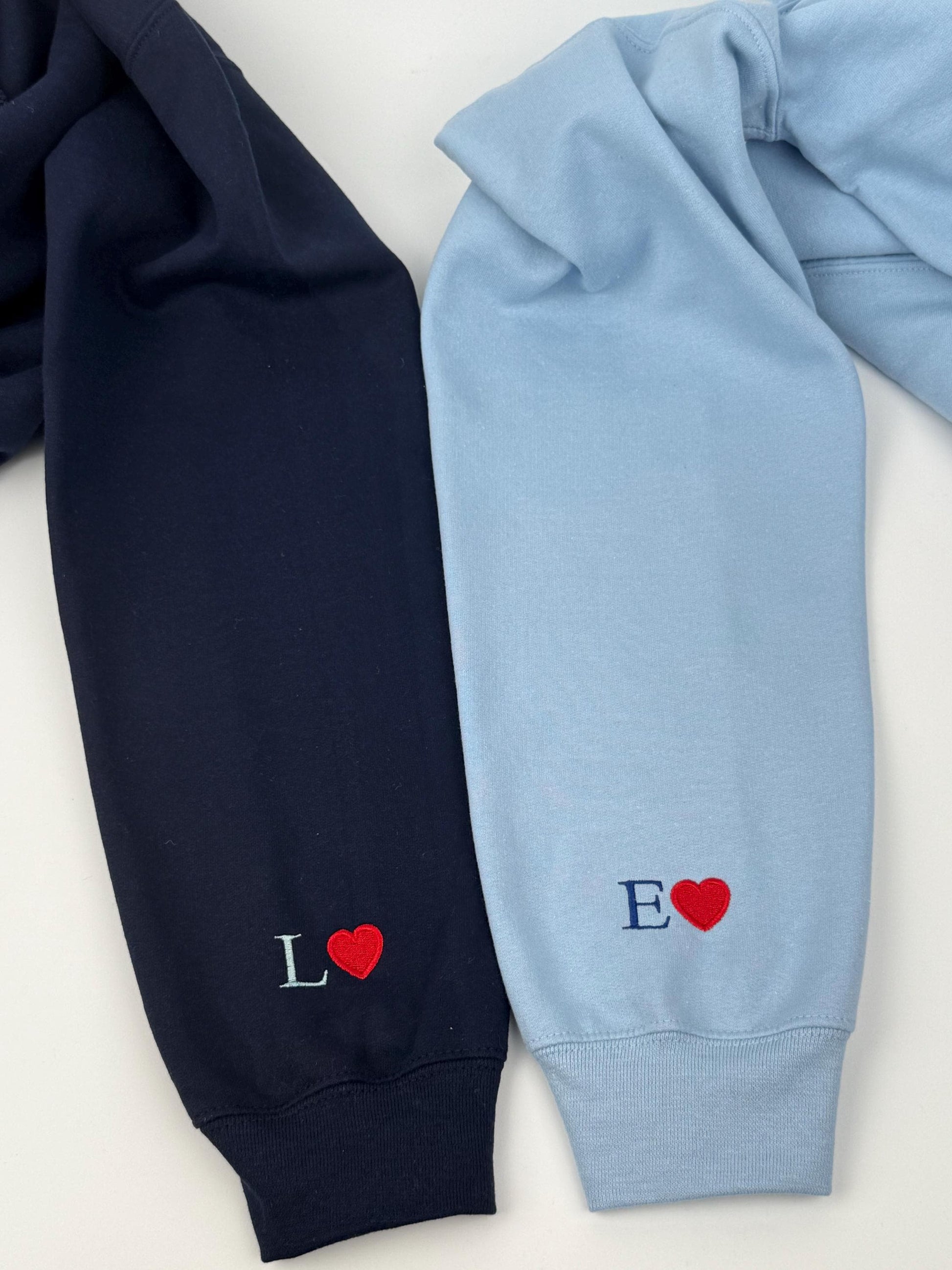 Custom Embroidered Initial Heart Couple Hoodie | Valentine's Gift