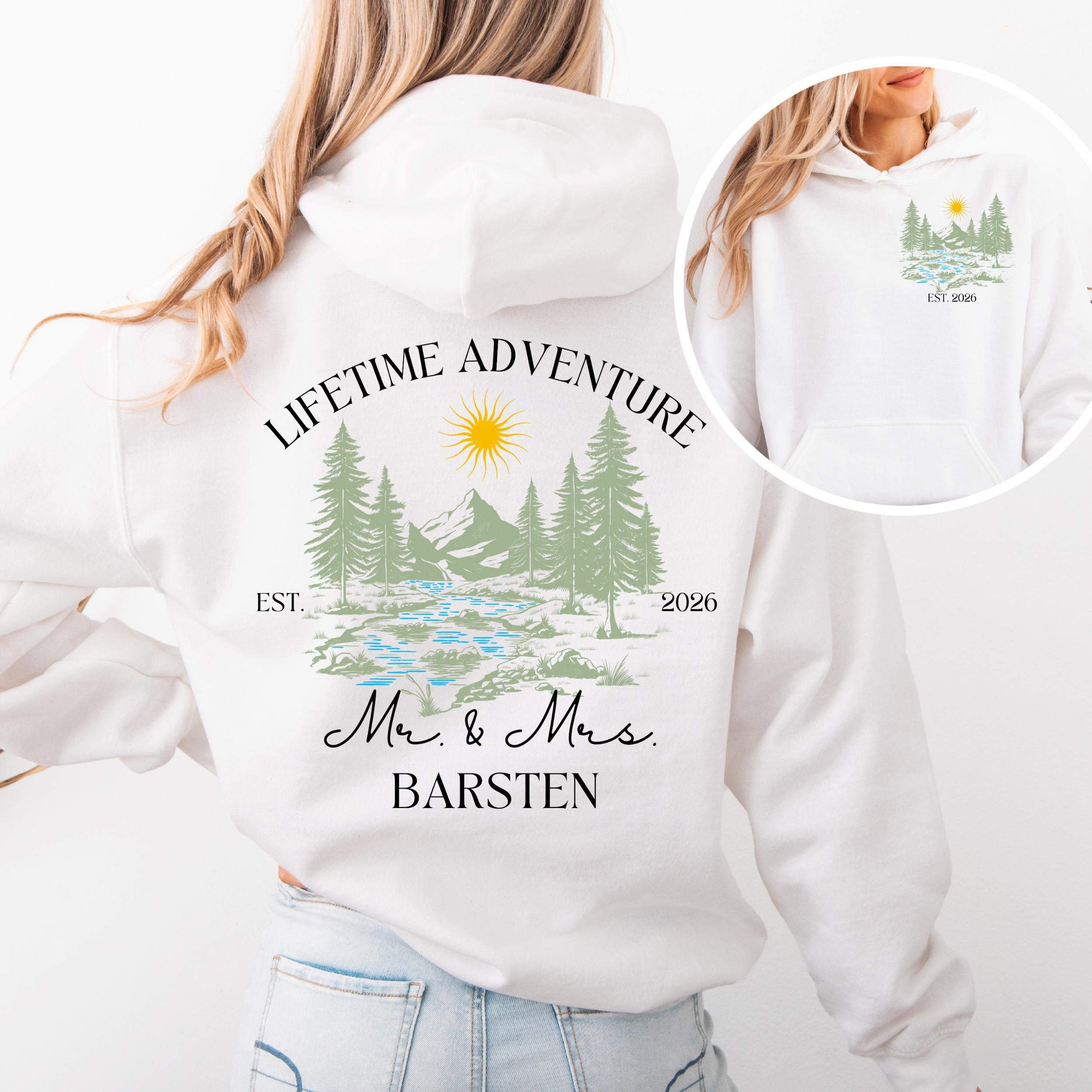 Newly Married Couple Hoodie | Personalized Mr & Mrs Sweatshirt, Honeymoon Adventure