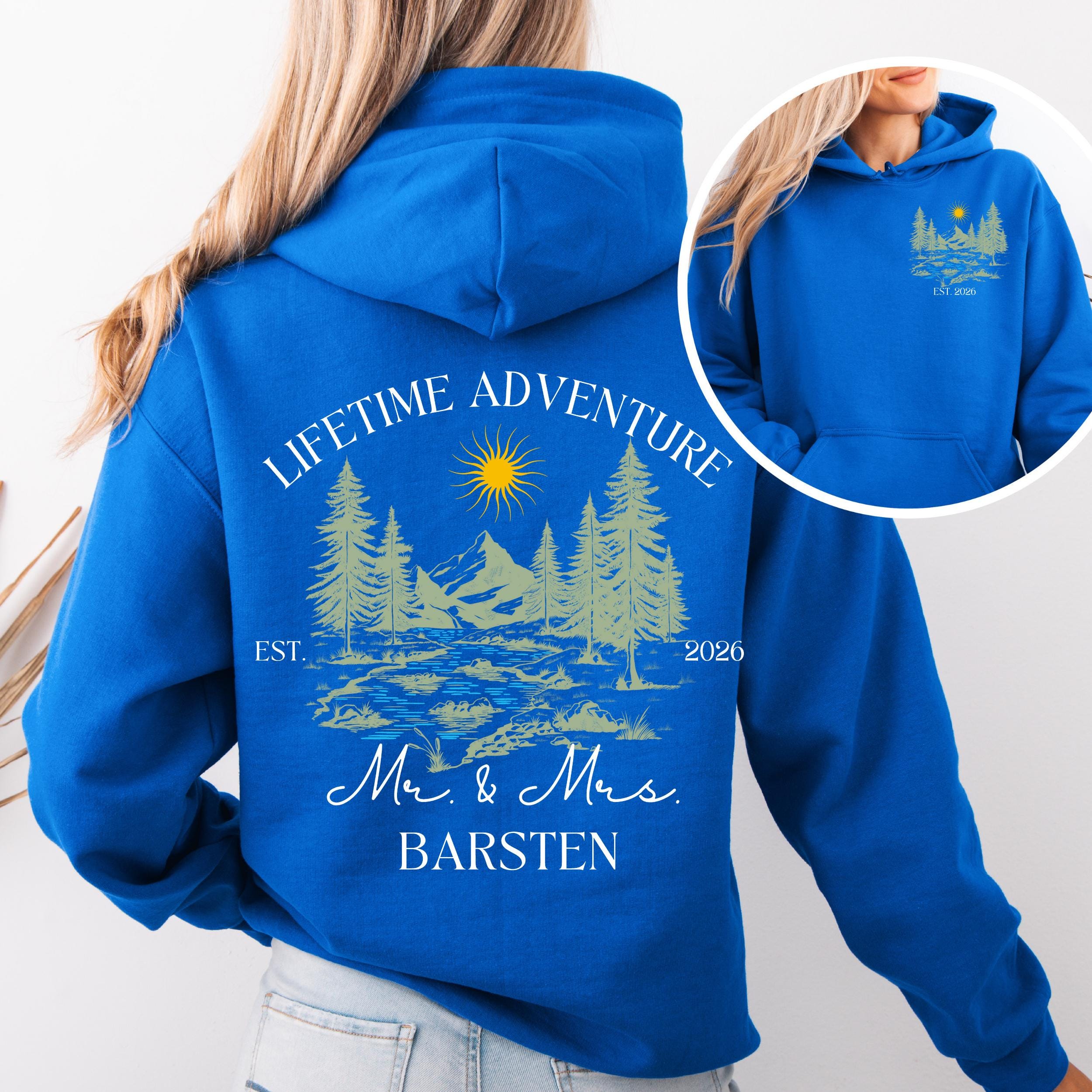 Newly Married Couple Hoodie | Personalized Mr & Mrs Sweatshirt, Honeymoon Adventure