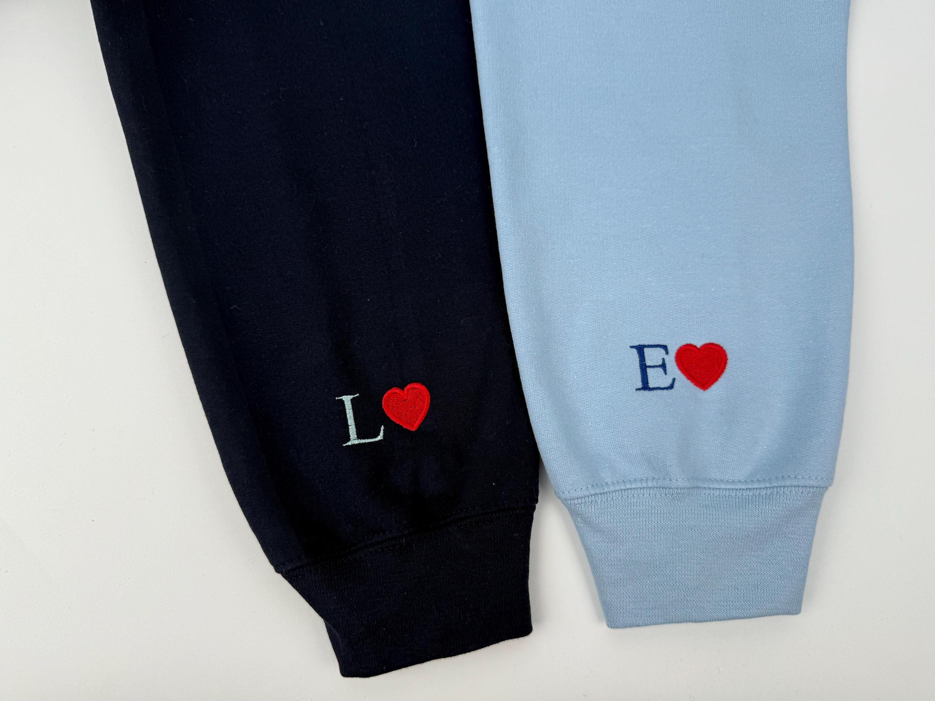 Custom Embroidered Initial Heart Couple Hoodie | Valentine's Gift