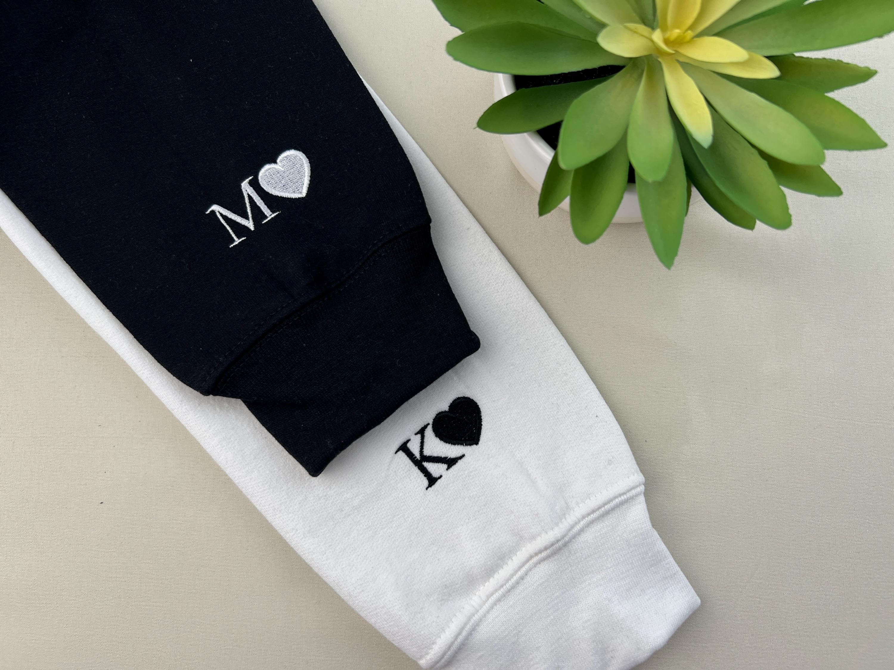 Custom Embroidered Initial Heart Couple Hoodie | Valentine's Gift