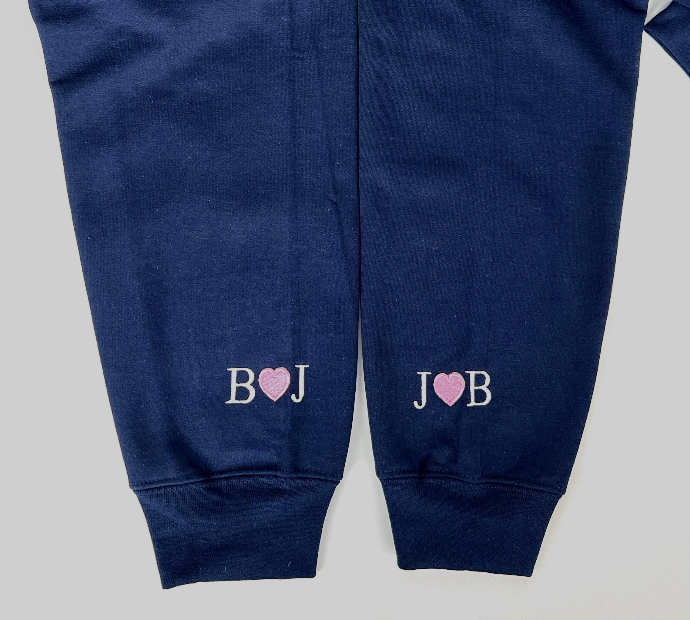 Custom Embroidered Initial Heart Couple Hoodie | Valentine's Gift