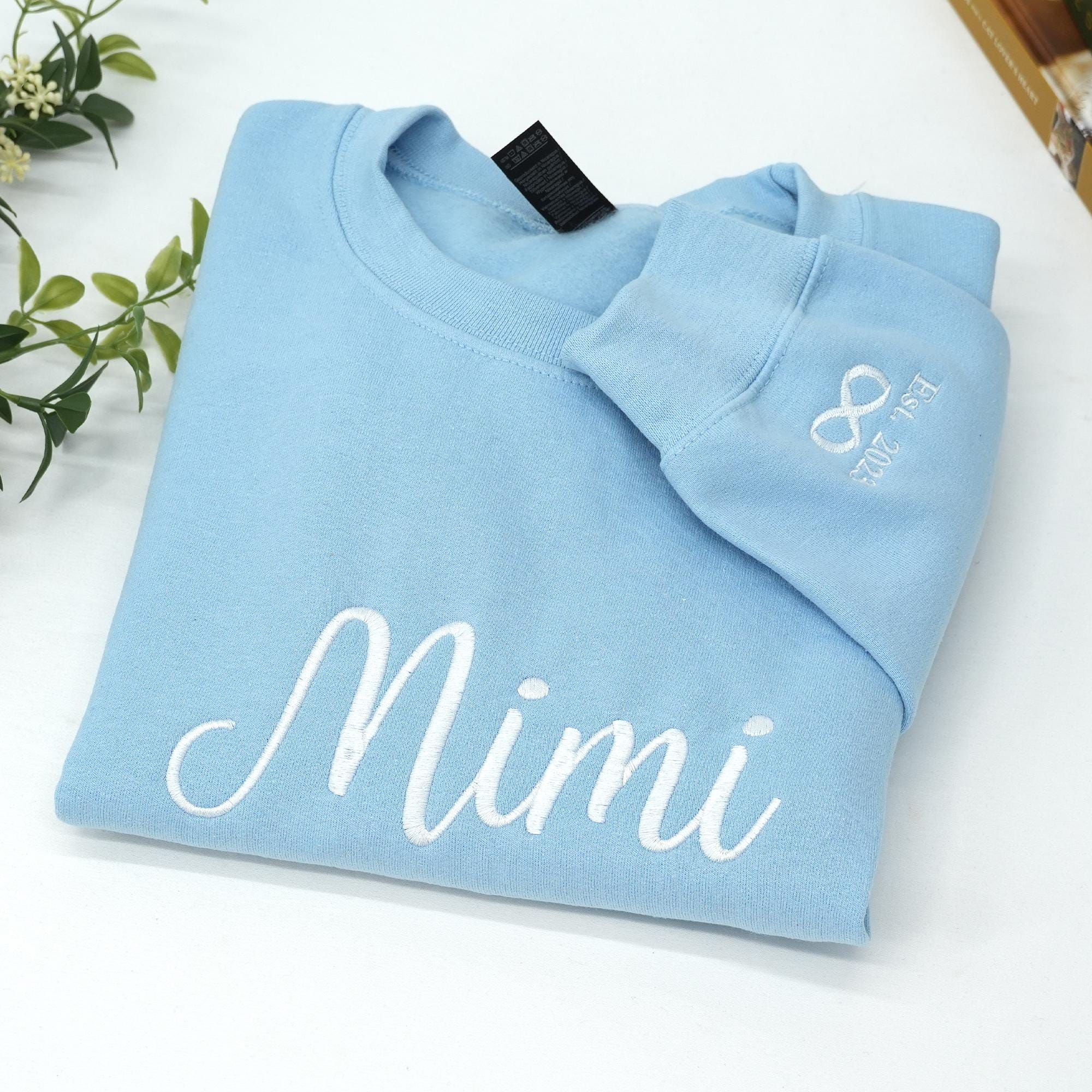 Sweatshirts Embroidery Custom - Personalized Your Text Logo Sweatshirt - Minimalist Anniversary Birthday Wedding Couple Gift
