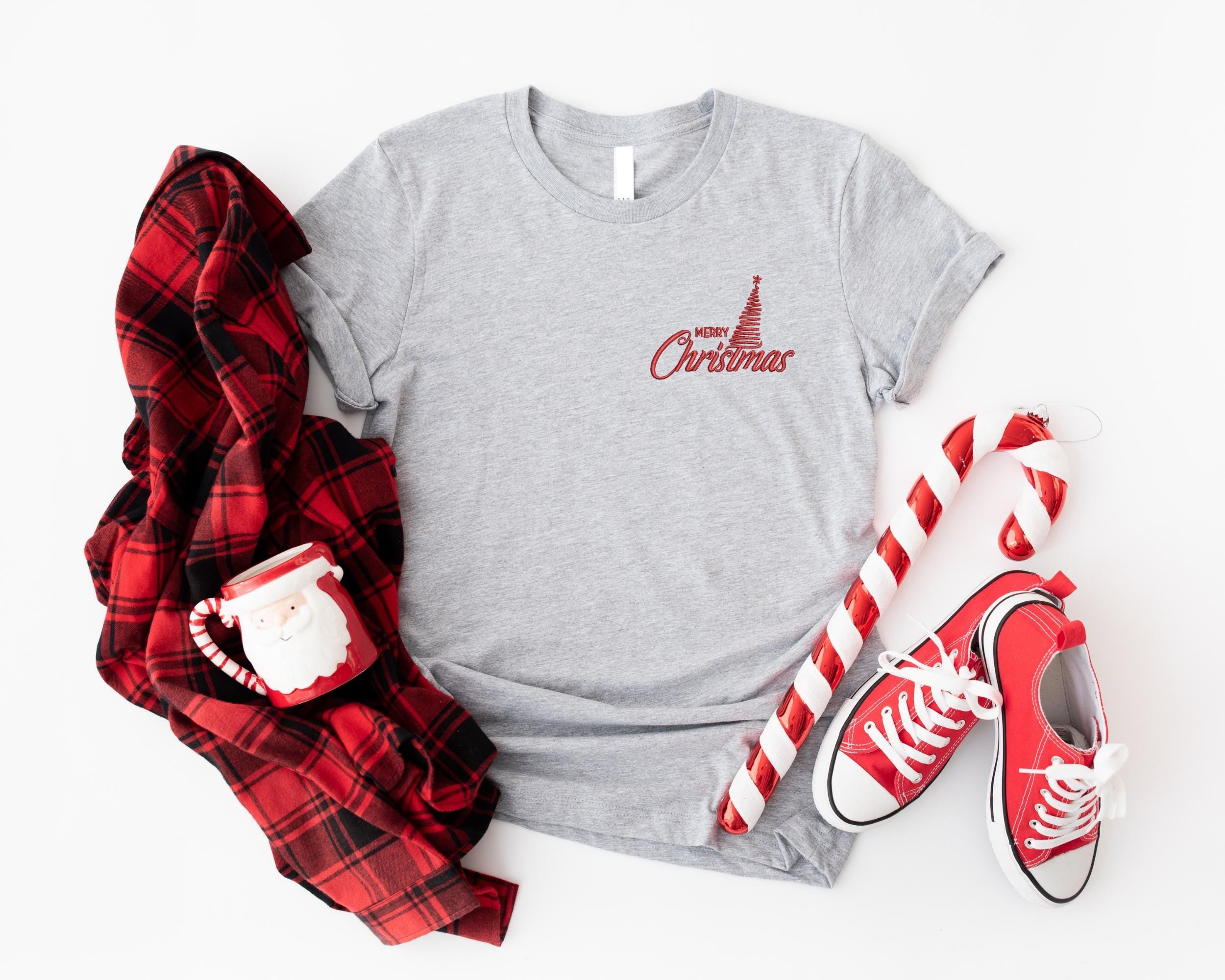 Embroidered Merry Christmas Shirt, Merry Christmas Shirt, Christmas Embroidered Shirt, Holiday Gift for Her, Cozy Winter Shirt