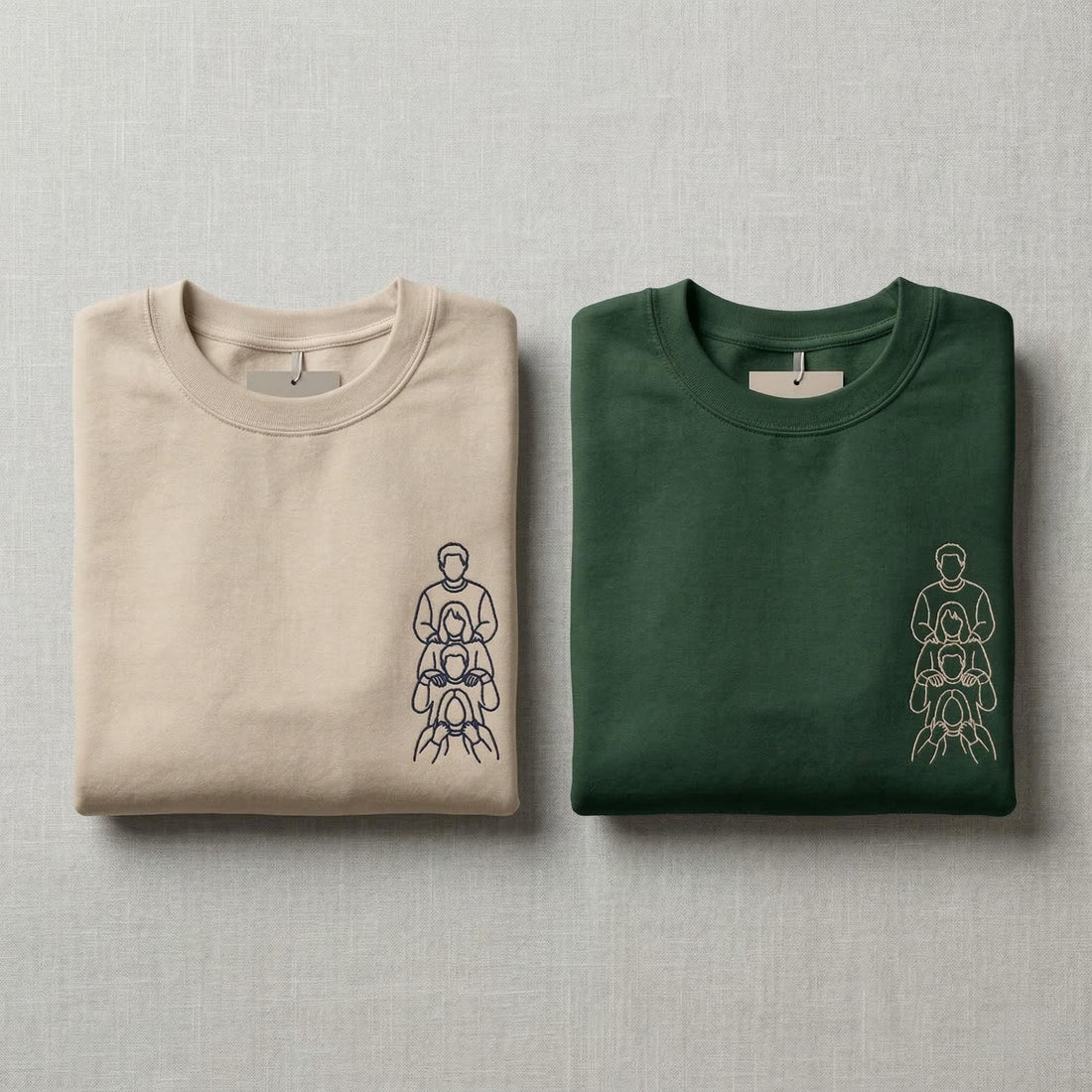 Custom Photo Embroidered Tees, Sketch from Photo, Personalised Couple or Family Portrait Tshirt, Line Art Embroidery Gift