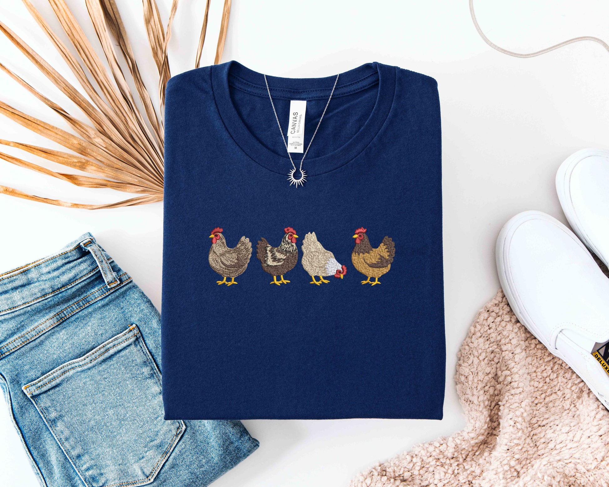 Embroidered Chicken Shirt, Farm Animal Sweatshirt, Cute Hen Graphic T-Shirt, Country Farmhouse Tee, Gift for Chicken Lovers, Farmer Gift