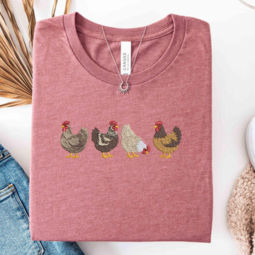 Embroidered Chicken Shirt, Farm Animal Sweatshirt, Cute Hen Graphic T-Shirt, Country Farmhouse Tee, Gift for Chicken Lovers, Farmer Gift