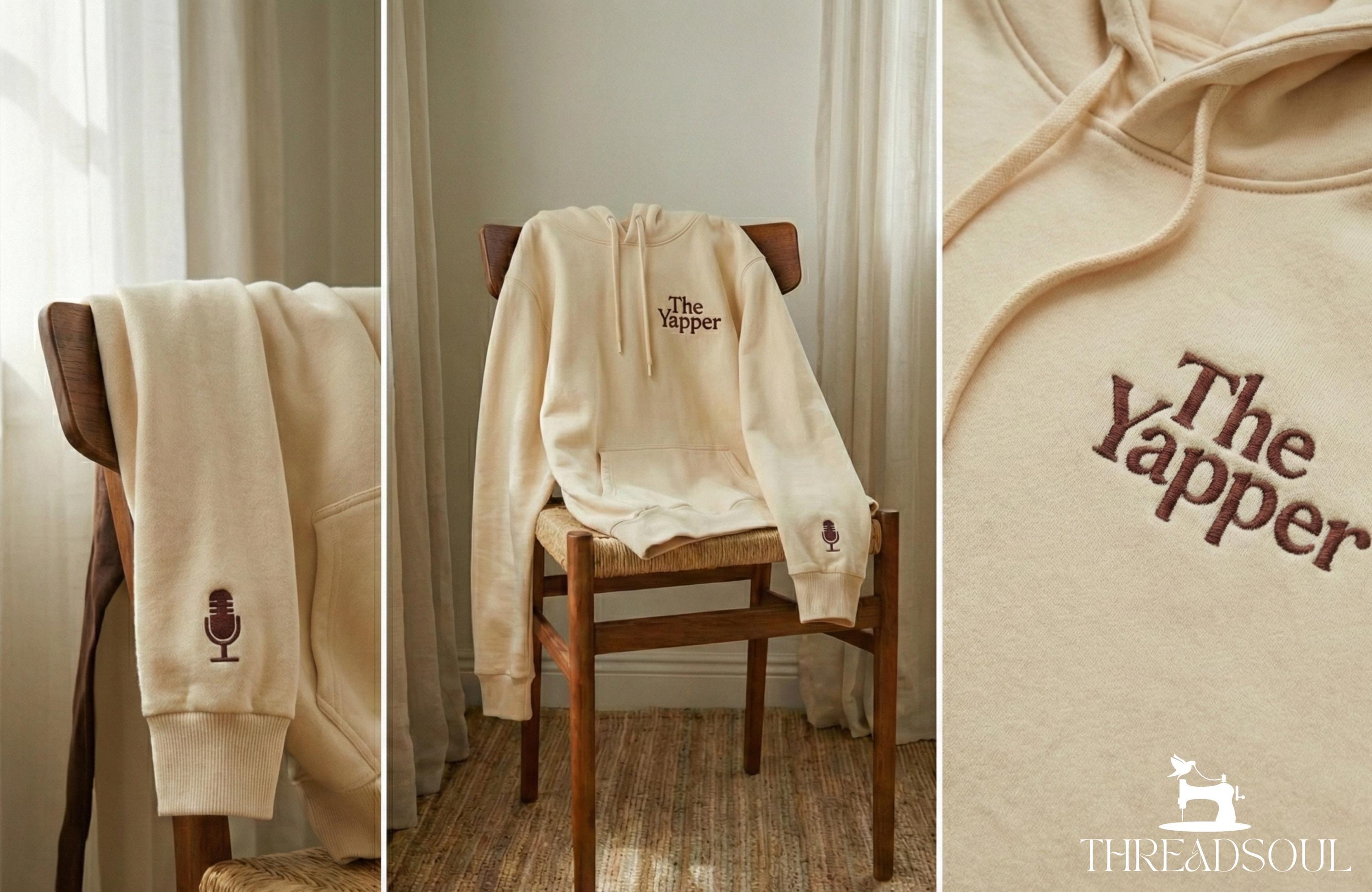 Couple Hoodie Set, Funny Matching Sweatshirt, Gift The Listener The Yapper, Embroidered Couples Outfit