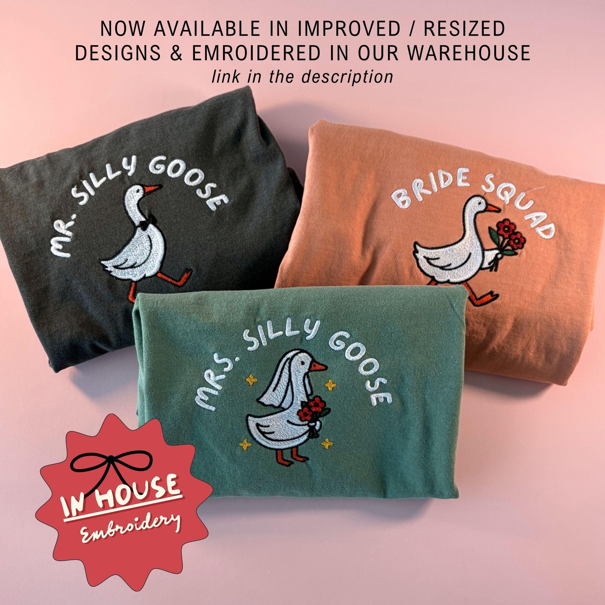 Embroidered Silly Goose Bride Shirt, Bride To Be Funny Goose Lover Shirt, Embroidered Bride Tshirt - B-1-Center