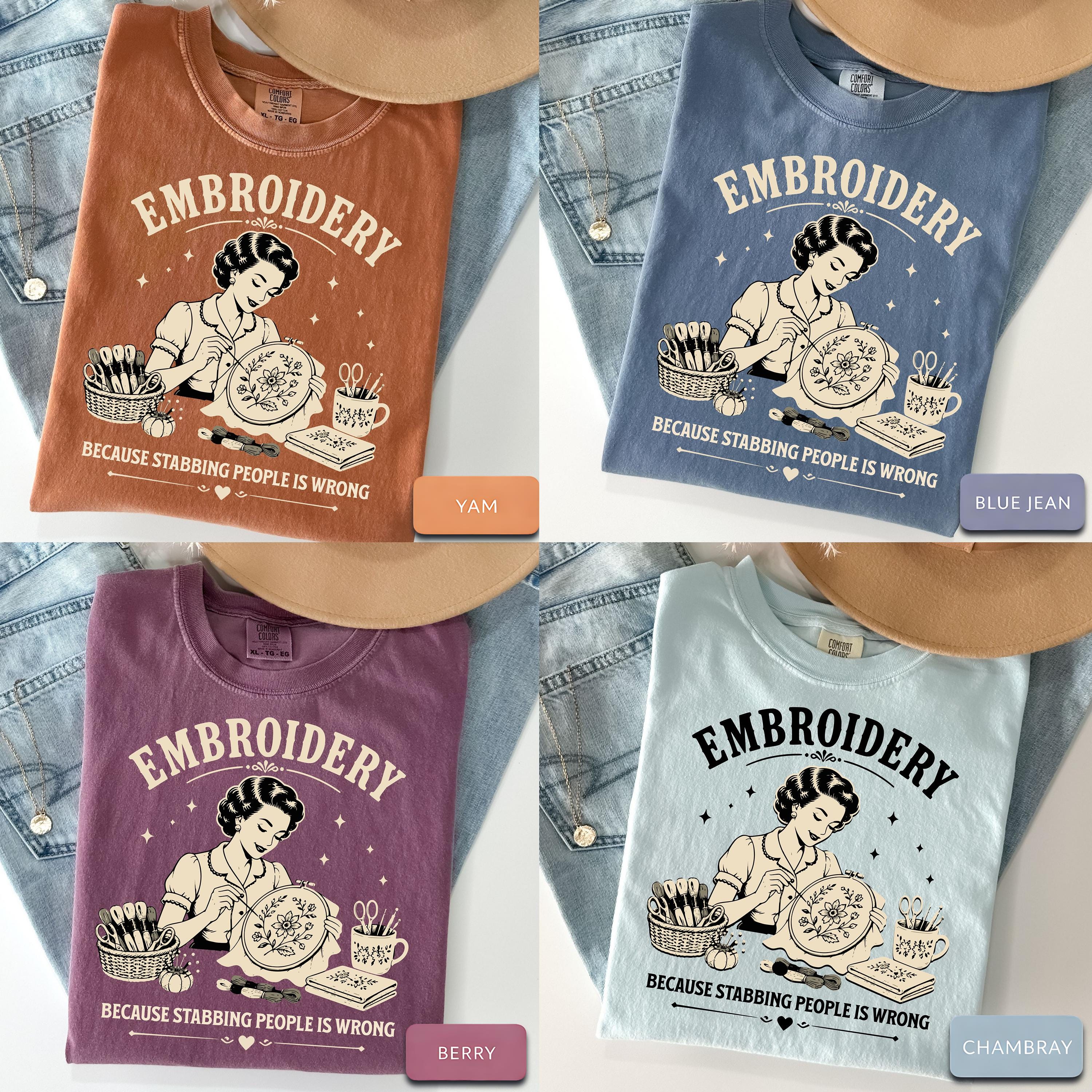 Embroidery Shirt Funny Embroidery Gift for Embroiderer Hand Embroidery Tee Floral Stitch Shirt Needlework Lover Craft Humor Tee