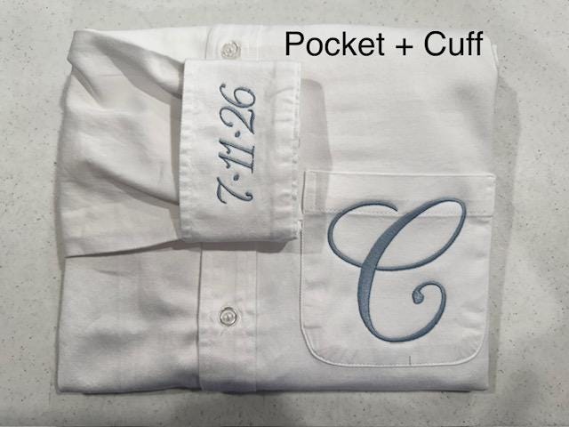 Wedding Party Shirts | Embroidered Pocket + Optional Cuff l Denim Shirts | Mother of the Bride - Bridesmaids | Button Down Shirt