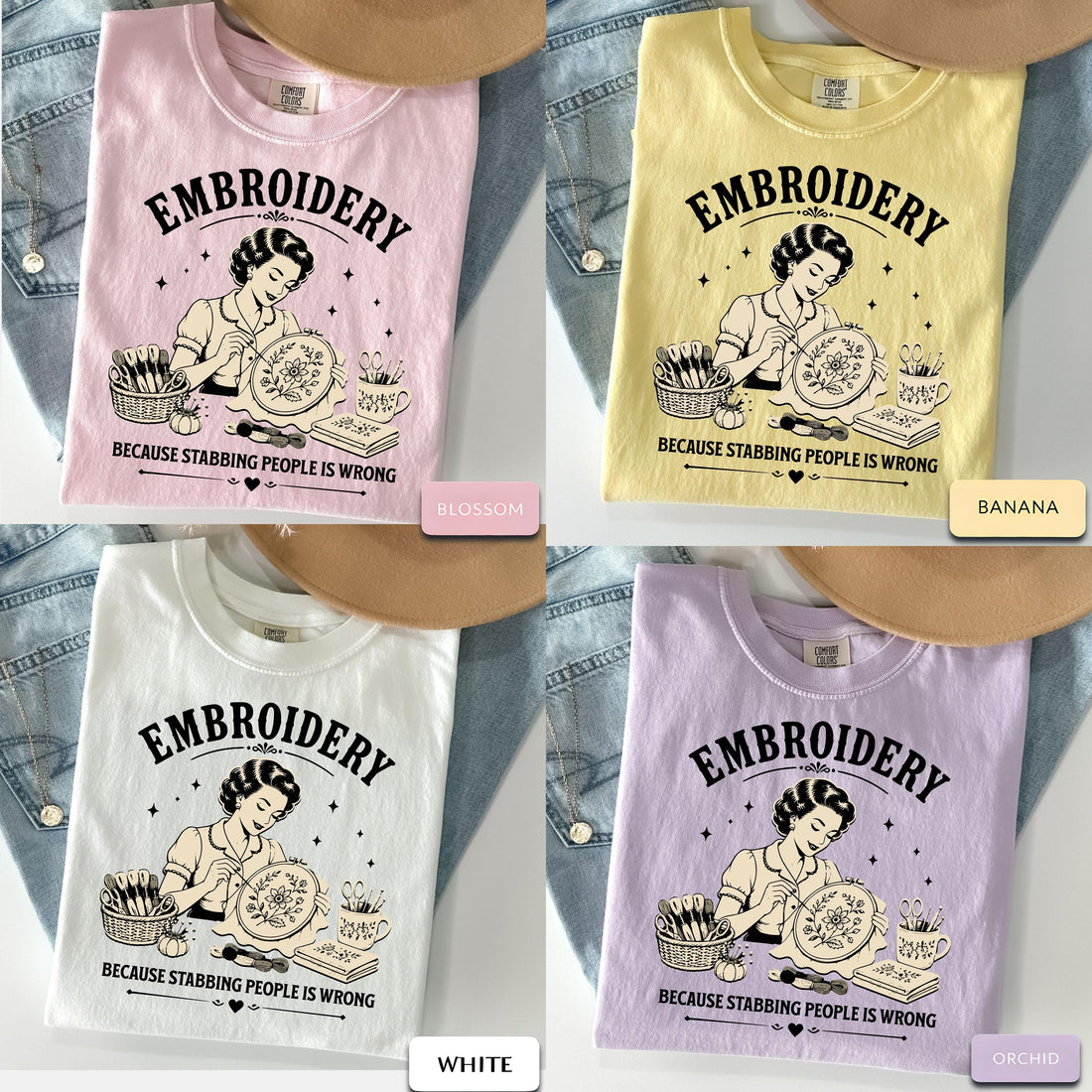 Embroidery Shirt Funny Embroidery Gift for Embroiderer Hand Embroidery Tee Floral Stitch Shirt Needlework Lover Craft Humor Tee