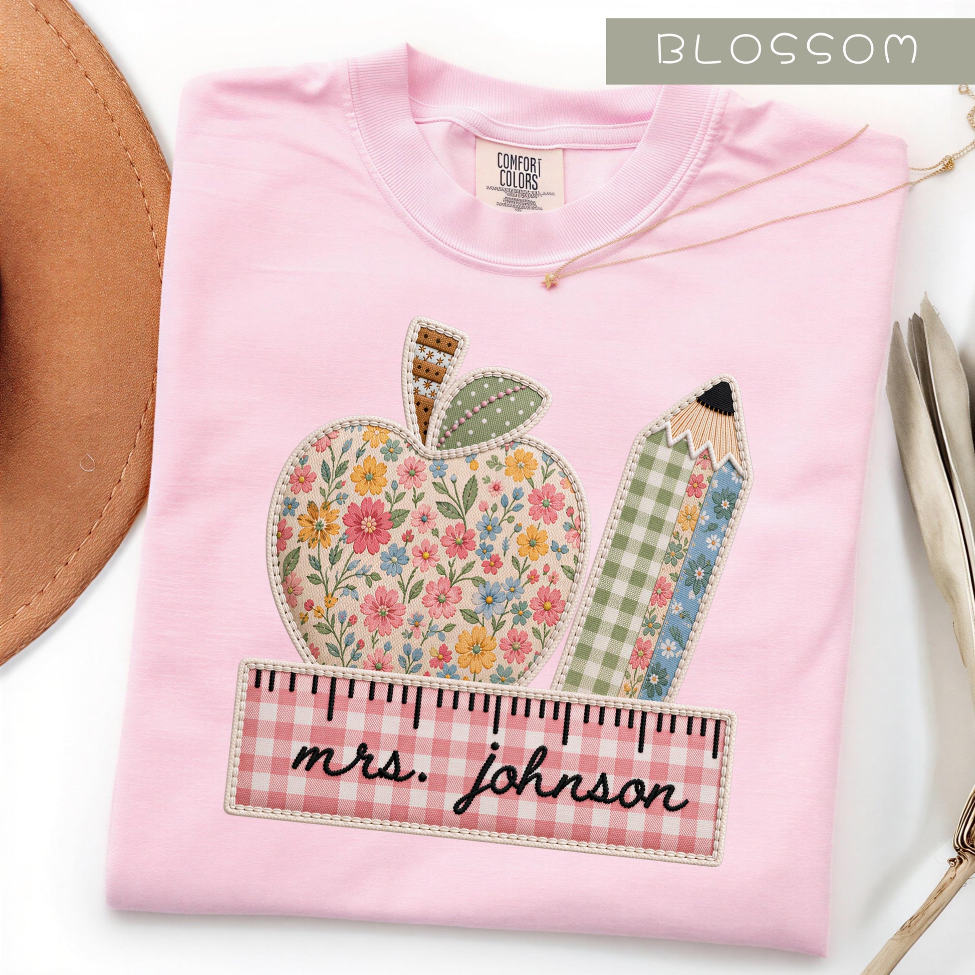 Comfort Colors® Personalized Teacher Name Shirt, Faux Embroidered Teacher Tee, Custom Teacher Gift, Back To School, Teacher Team Shirts
