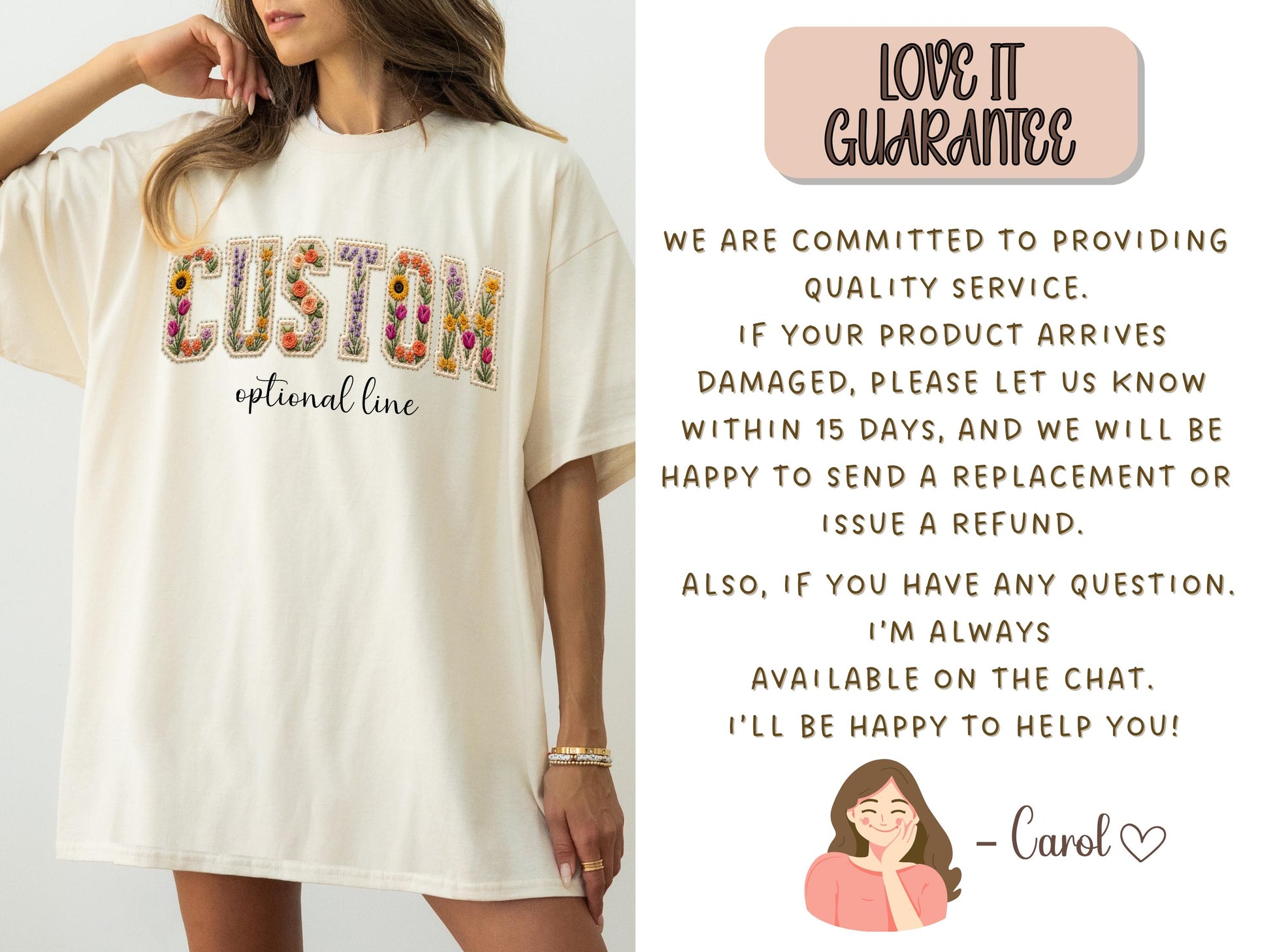Comfort Colors® Floral Custom Text Shirt, Personalized Faux Patchwork Name Tee, Personalized Mama Shirt, Birthday Gift For Her,Kids Name Tee