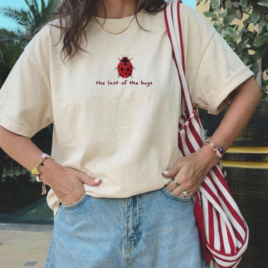 The Last of the Bugs Shirt, Embroidered Ladybug Tee, Comfort Colors Shirt, Cottagecore Nature Lover Gift, Minimal Bug Shirt