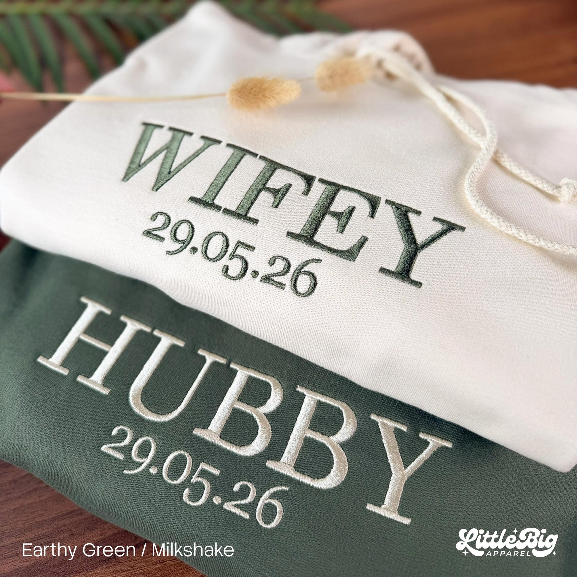 Custom Wifey and Hubby Embroidered Valentine Sweatshirt Matching Couples Jumper Mrs and Mrs Girlfriend Gift Unisex Wedding Gift Crewneck