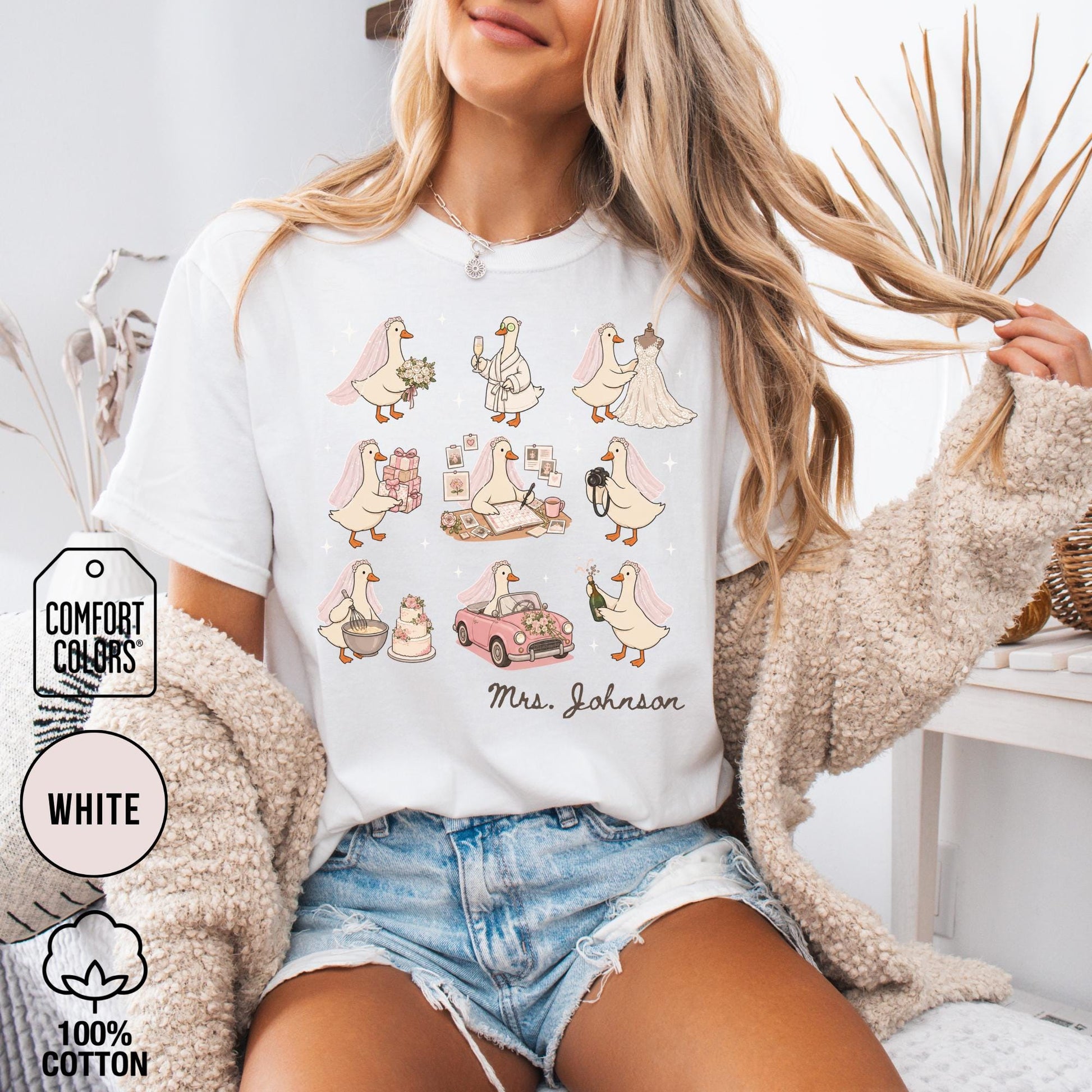 Custom Bride Goose Shirt Comfort Colors Gift for Future Mrs, Wife To Be Tee, Bridal Shower Outfit, Personalized Name Engagement Tshirt