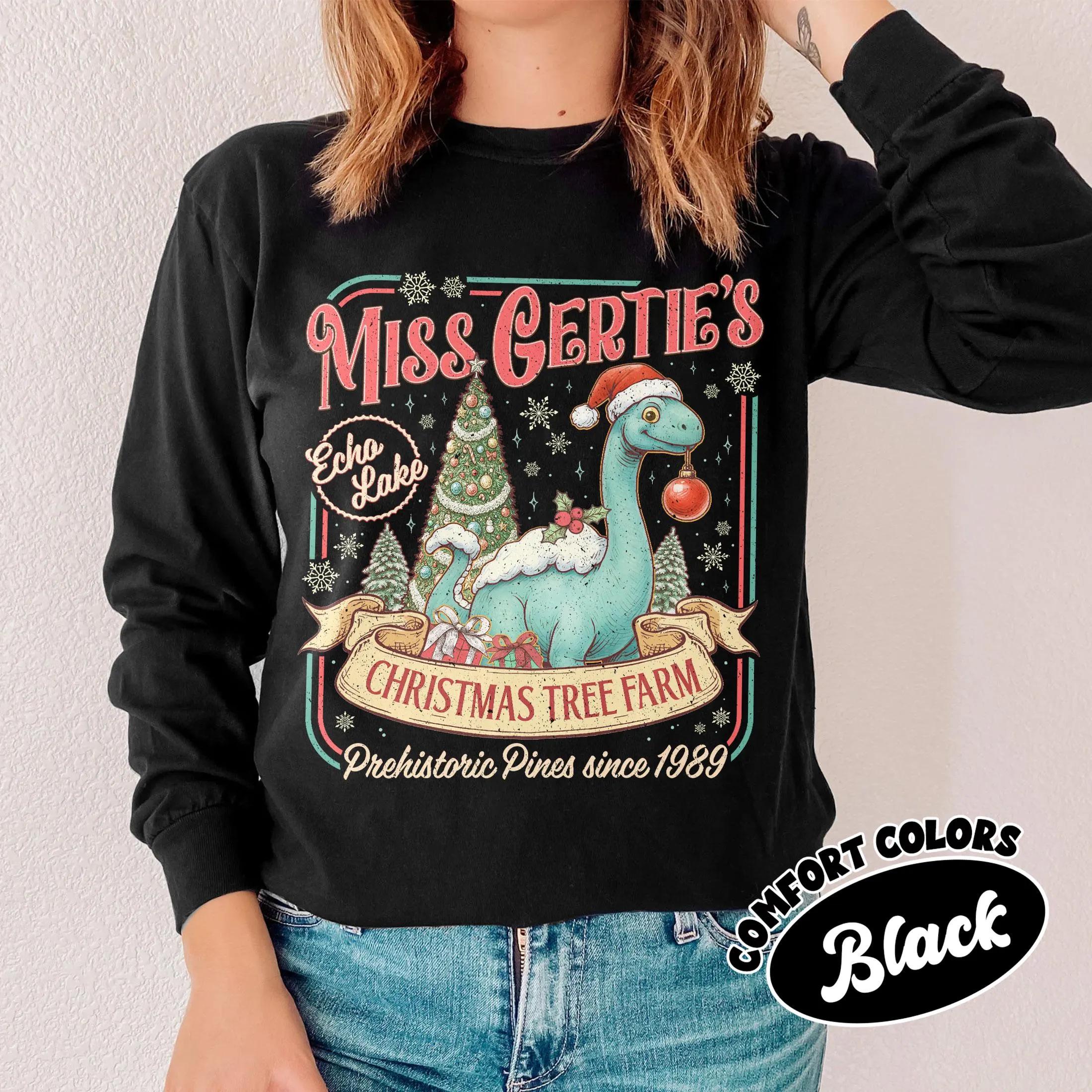 Dinosaur Christmas Tree Farm Comfort Colors Tee, Miss Gertie's Vacation Shirt