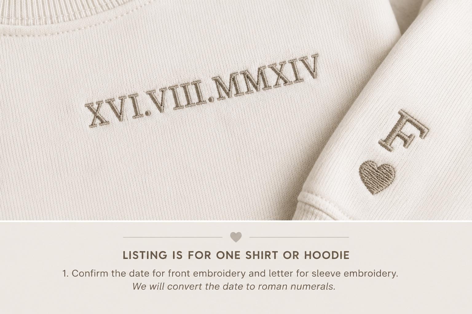 Custom Embroidered Couple Hoodie: Roman Numeral Date, Valentine Gift for boyfriend or girlfriend