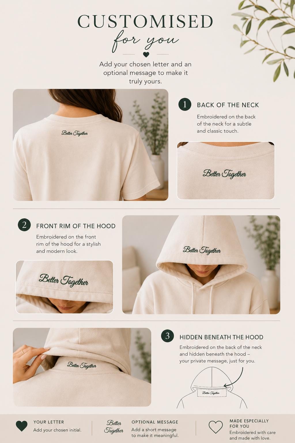 Custom Embroidery Initial Heart sleeve Hoodie, Personalized Valentines Sweatshirt, Embroidered Couples Outfit