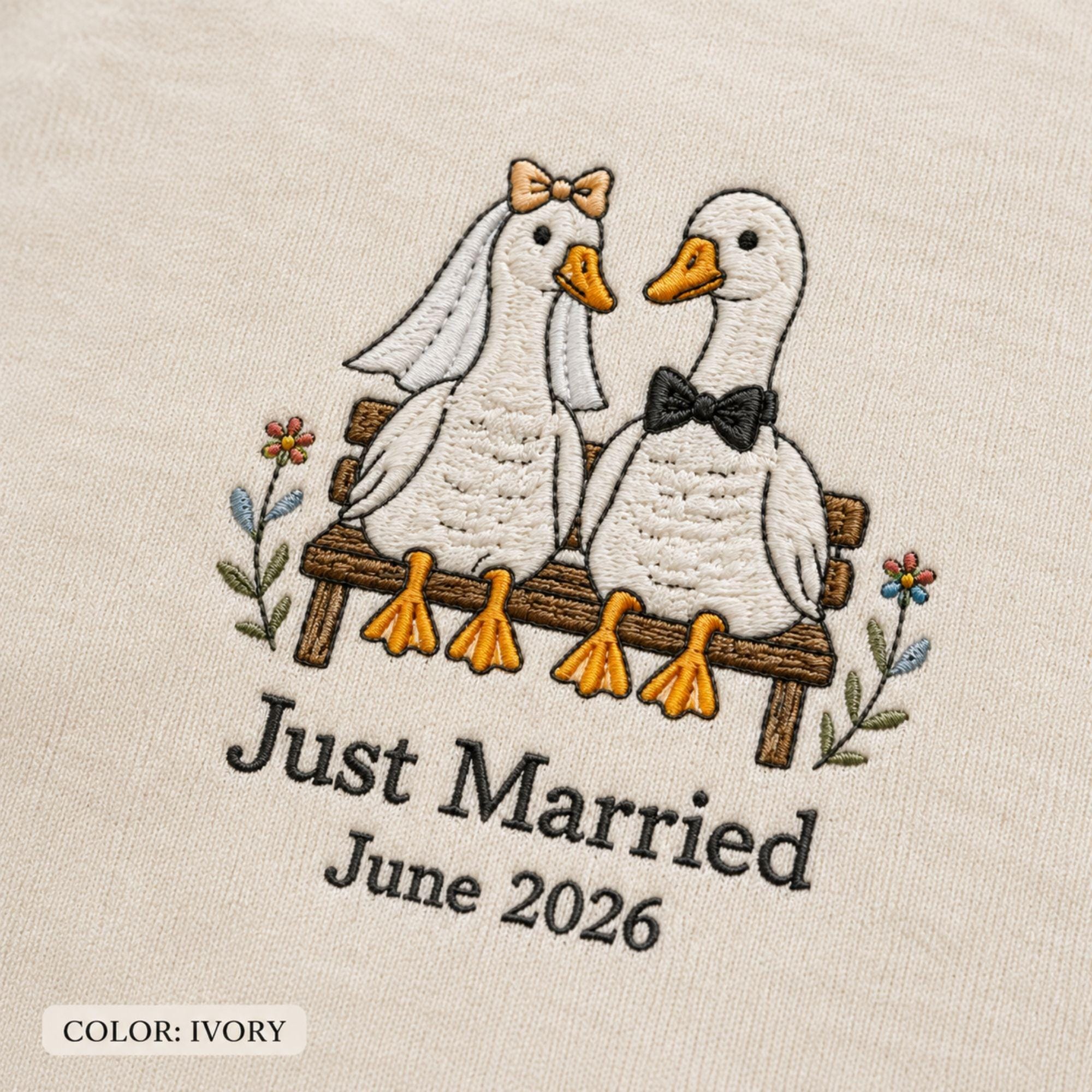 Embroidered Comfort Colors Goose Wedding Shirt, Custom Just Married Tee, Personalized Couple Gift, Anniversary Shirt