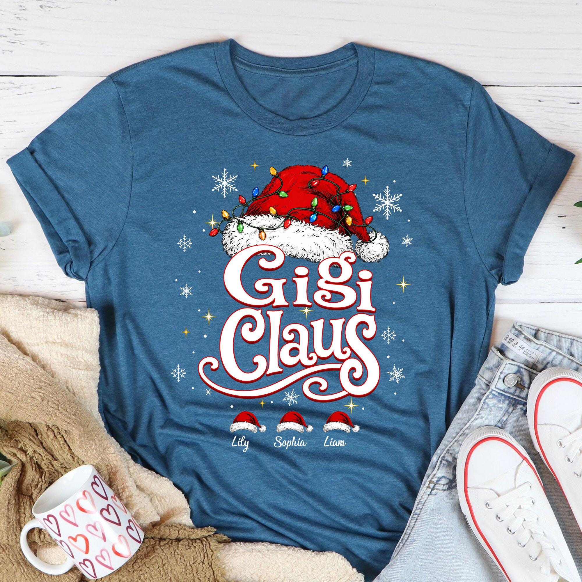 Personalized Grandma Claus Shirt, Festive Nana Mimi Holiday Squad Family Christmas Gift Tee
