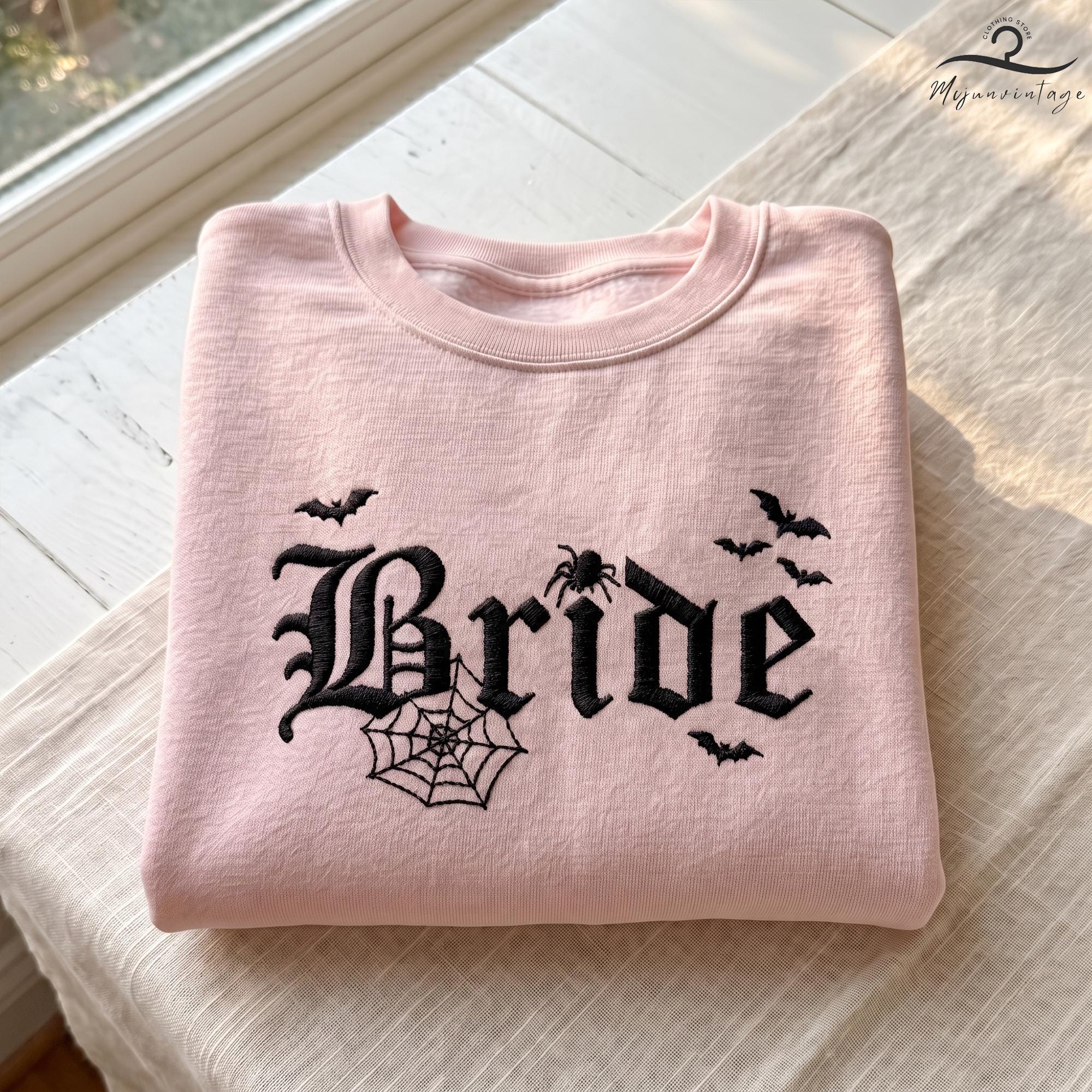 EMBROIDERED Halloween Bride Shirt, Spooky Wedding T-Shirt, Funny Engagement Shirt, Bride To Be Halloween T-Shirt, Witchy Bachelorette Gift