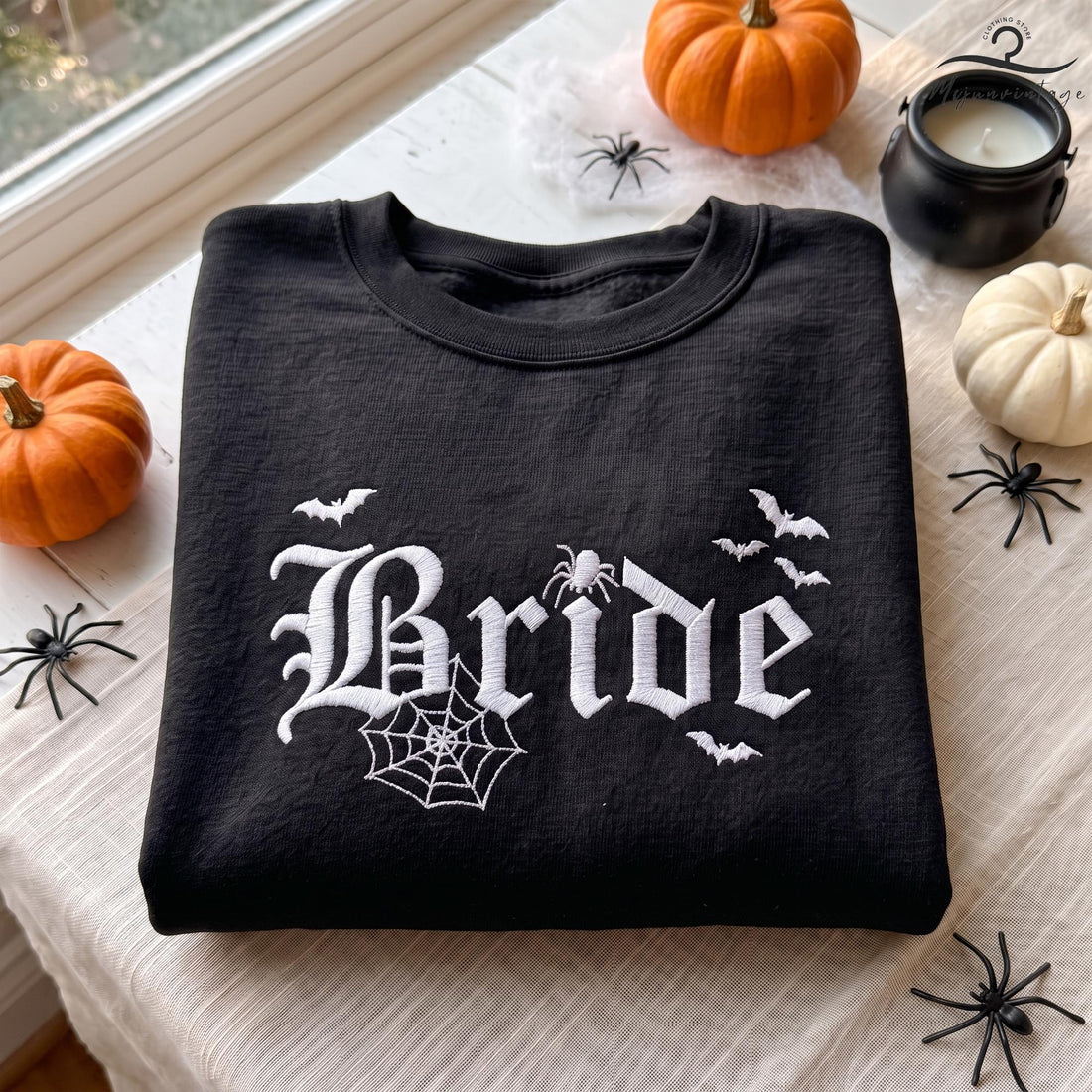 EMBROIDERED Halloween Bride Shirt, Spooky Wedding T-Shirt, Funny Engagement Shirt, Bride To Be Halloween T-Shirt, Witchy Bachelorette Gift