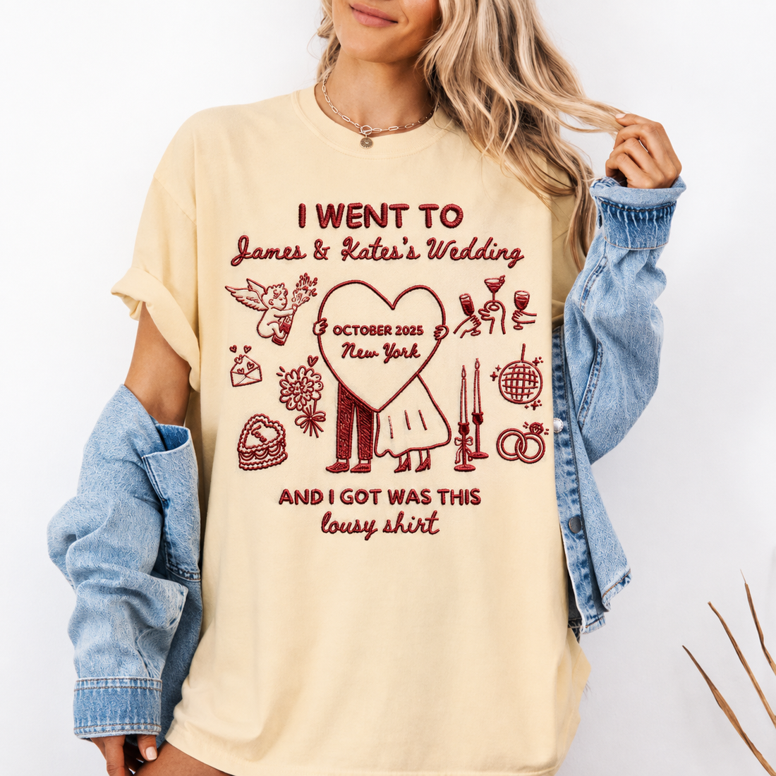 Personalized Embroidered Wedding Shirt, Cocktail Toss Social Club Tee, Newlywed Gift, Bachelorette Bridal Party Custom Wedding Shirt
