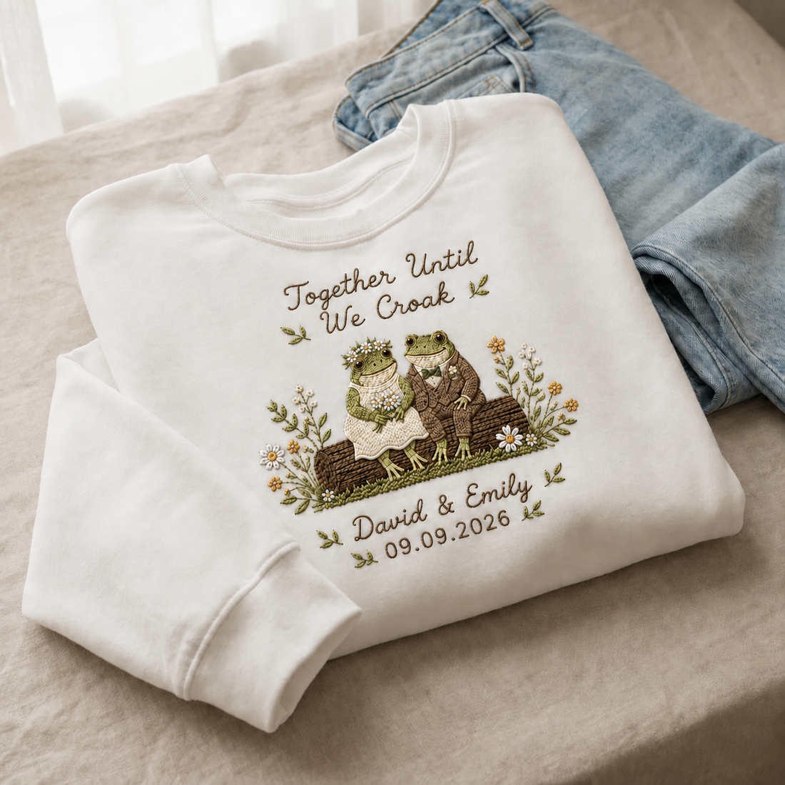 Personalized Together Until We Croak Wedding Guest , Custom Embroidered , Embroidered Bride Sweater, Bridal Shower Gifts, Rustic Anniversary Gift